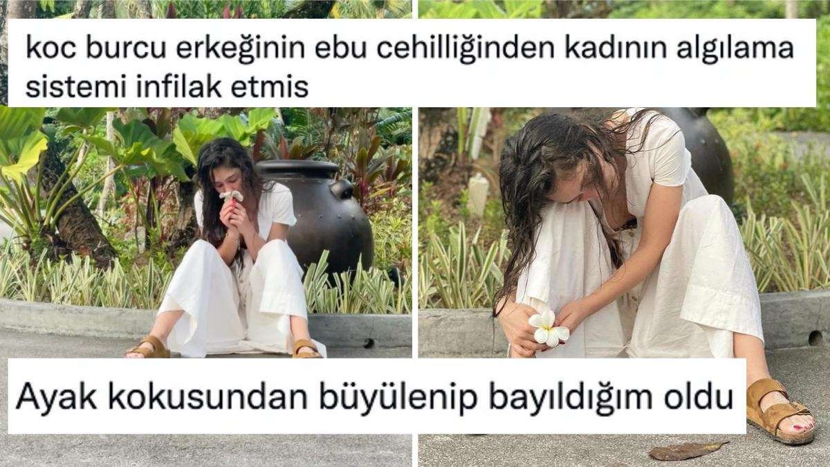Neslihan Atagül’ün Çiçek Kokusuyla Büyülenip Uykuya Daldığı Bi’ Garip Paylaşım Goygoycuların Diline Düştü